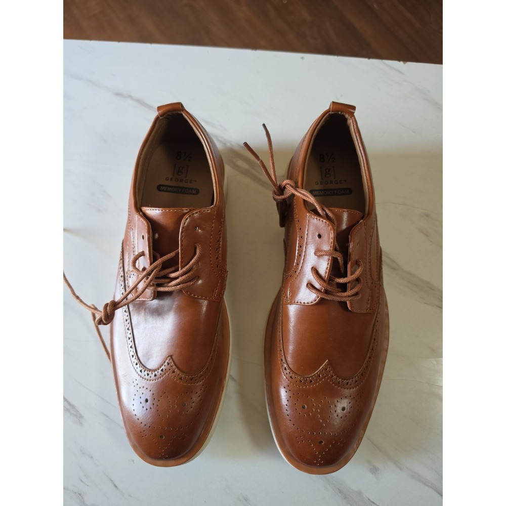 8.5 Mens George Jonaah Wingtip Oxford Dress Shoes Memory Insole True To Size - Picture 2 of 7